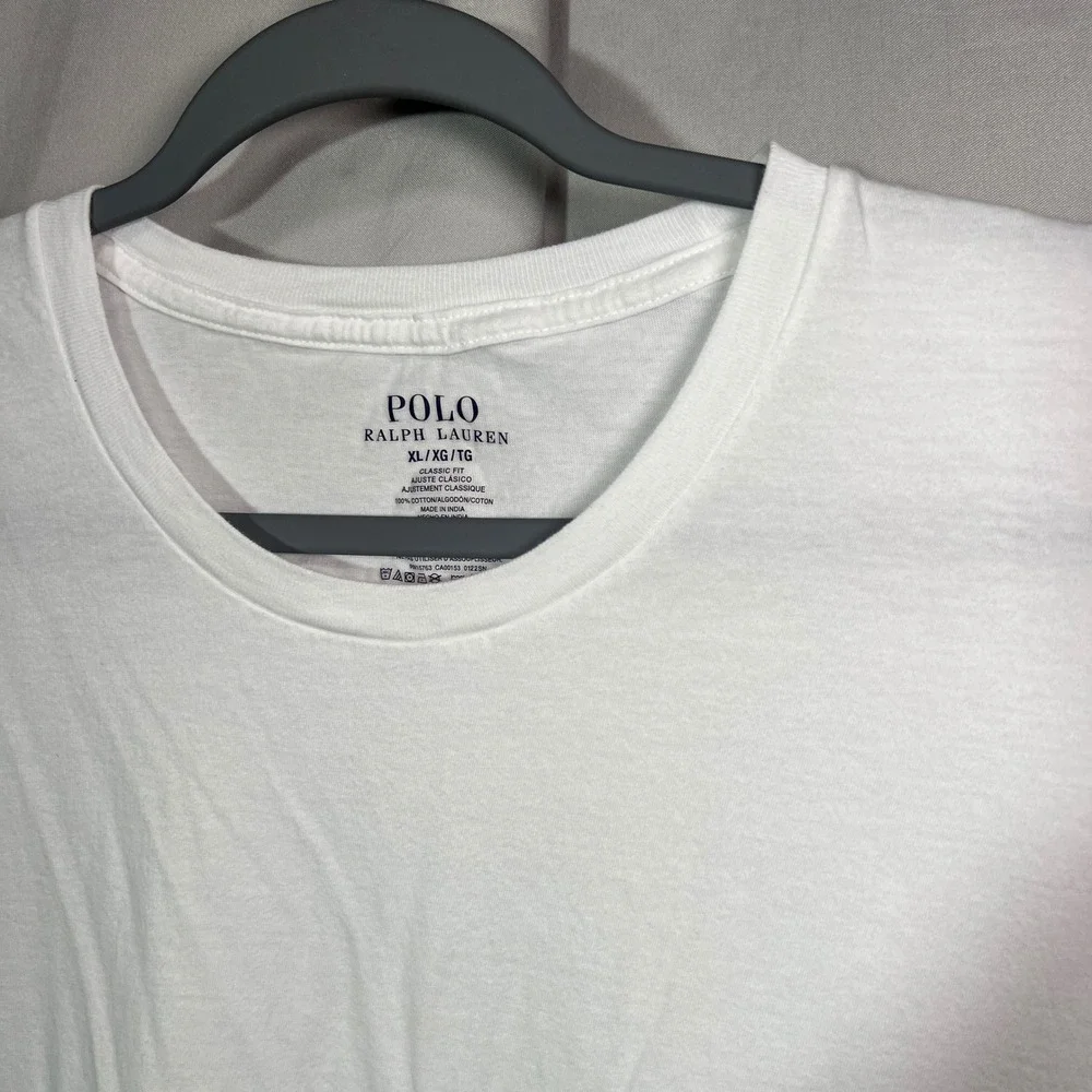 Polo Ralph Lauren T-Shirt Men XL White Crewneck Tee Embroidered‎ Pony